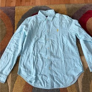 Ralph Lauren Men Light Aqua Blue Button Down Casual Shirt Preppy Size Large